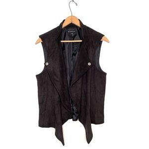 INC | Dark Gray Open Faux Suede Moto Vest